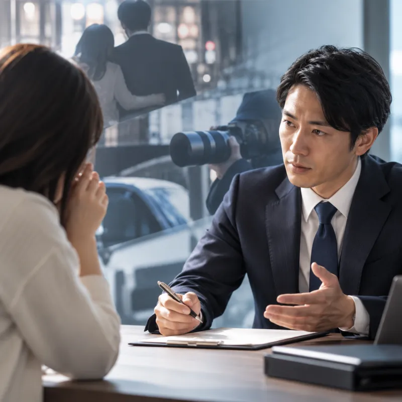 相談者の話を親身に聞く担当者